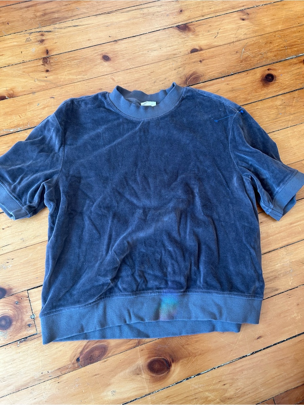 ☀️3/$25 Pact Organic Cotton Velour Crew Pullover Shirt Graphite small gray - Picture 2 of 7